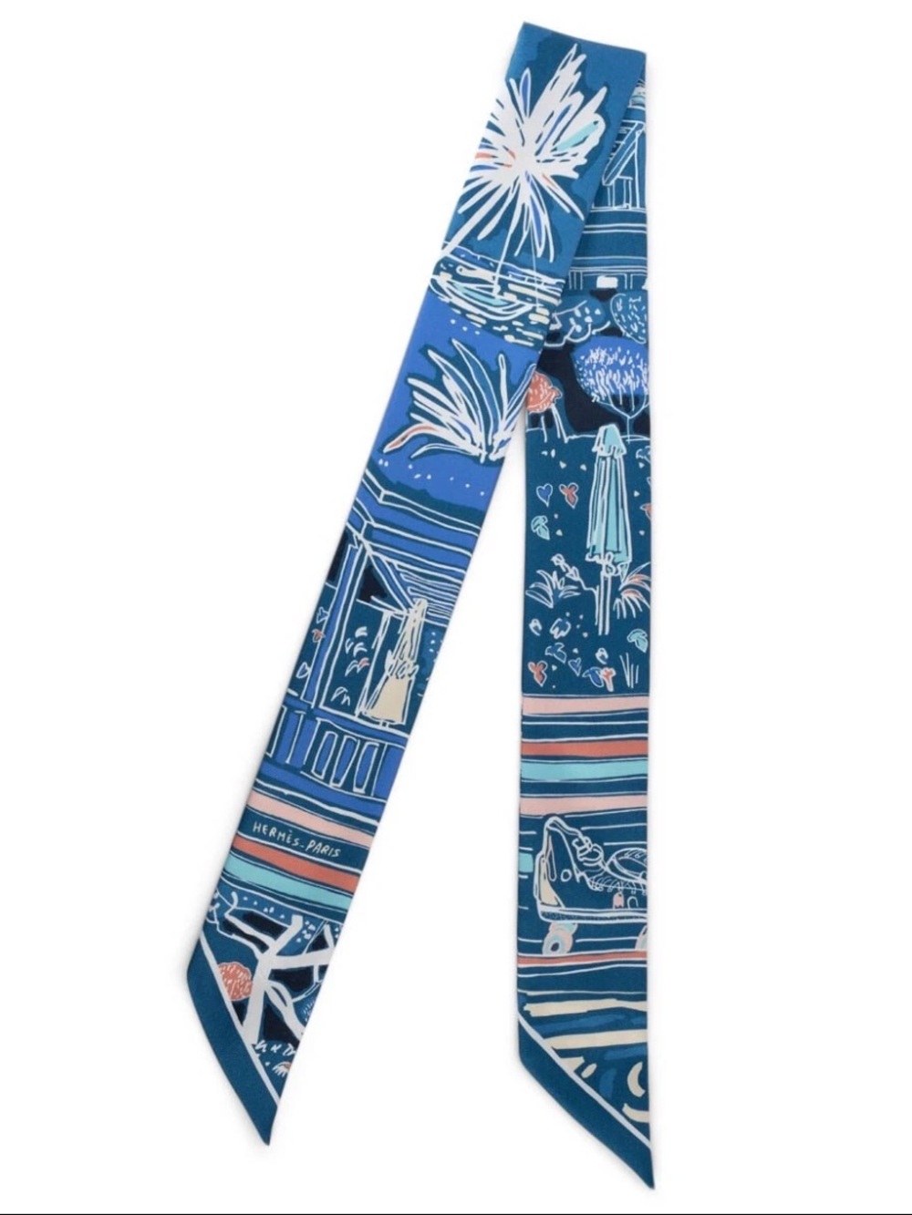 Hermes. Rayures D’Ete Blue Rose Twilly Scarf